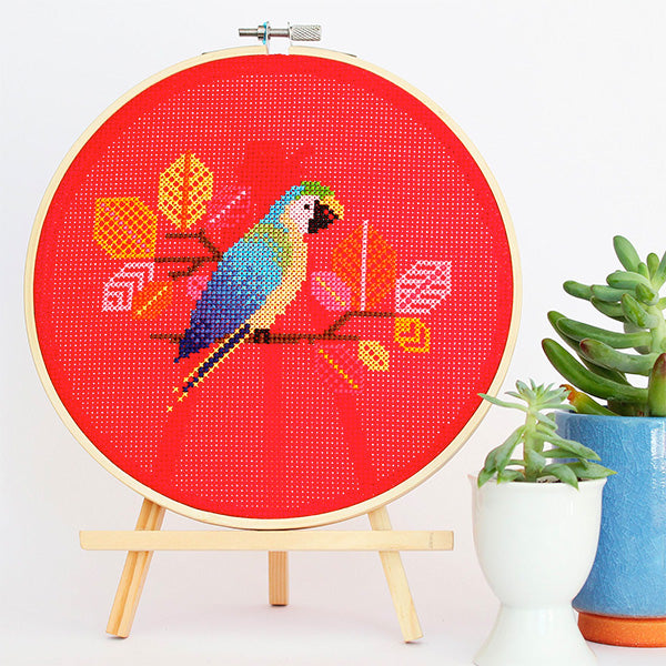 Blue Parrot Cross Stitch Pattern - Digital Download
