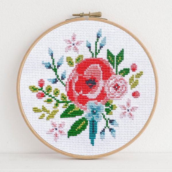 Vintage Floral Cross Stitch Pattern - Digital Download