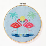Miami Pink Flamingos Cross Stitch Pattern - Digital Download