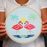 Miami Pink Flamingos Cross Stitch Pattern - Digital Download