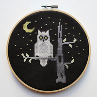 Night Owl Cross Stitch Pattern - Digital Download
