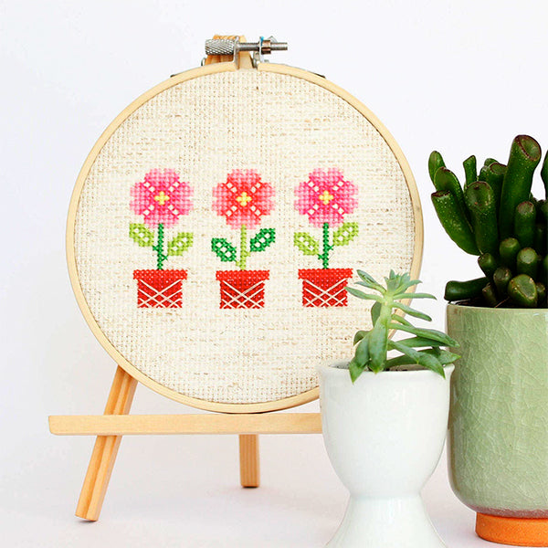 Potted Flowers Cross Stitch Pattern - Digital Download