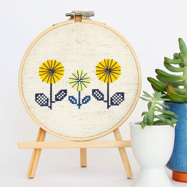 Yellow Spring Flowers Cross Stitch Pattern - Digital Download