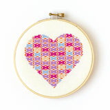 Patchwork Heart Cross Stitch Pattern - Digital Download