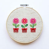 Potted Flowers Cross Stitch Pattern - Digital Download