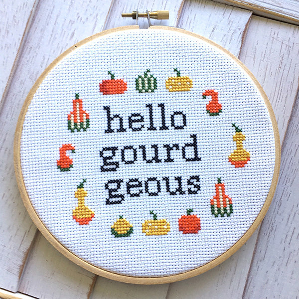 Hello Gourdgeous Cross Stitch Pattern - Digital Download